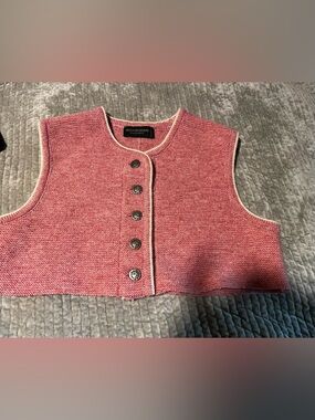 Scheiber exclusiv handmade Knit pewter roses buttons-Front Women's Vest